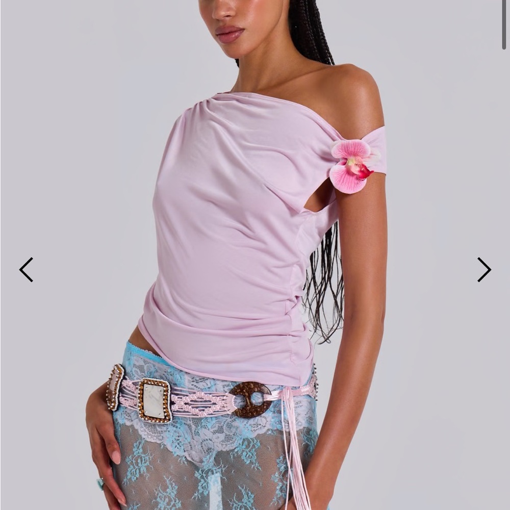 JADED LONDON DARE TO DRAPE FLOWER DETAIL TOP